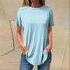 Moda dame ocazional umăr pozitiv decolteu rotund culoare solidă cu mânecă scurtă pulover Top