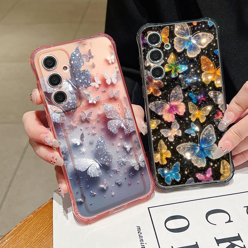 Dream Butterfly Pattern Clear Phone Case For Samsung Galaxy S26 S25 S24 S23 Ultra S22 Plus S25 Edge S24 FE Card Bag Wallet Cover