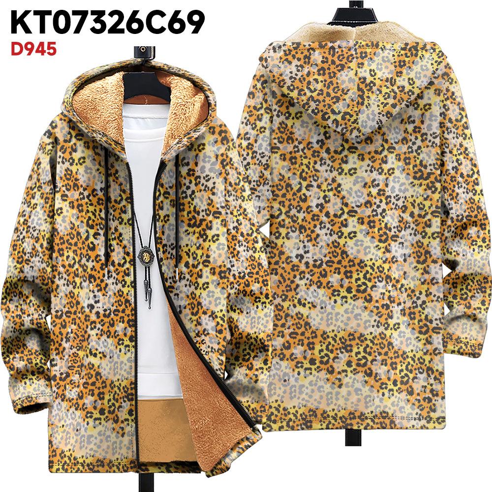 New Jacket Multi-colored Pattern Elements B1 Zipper Hooded Cardigan Thickened Winter Fleece Trendy Padded Clothes