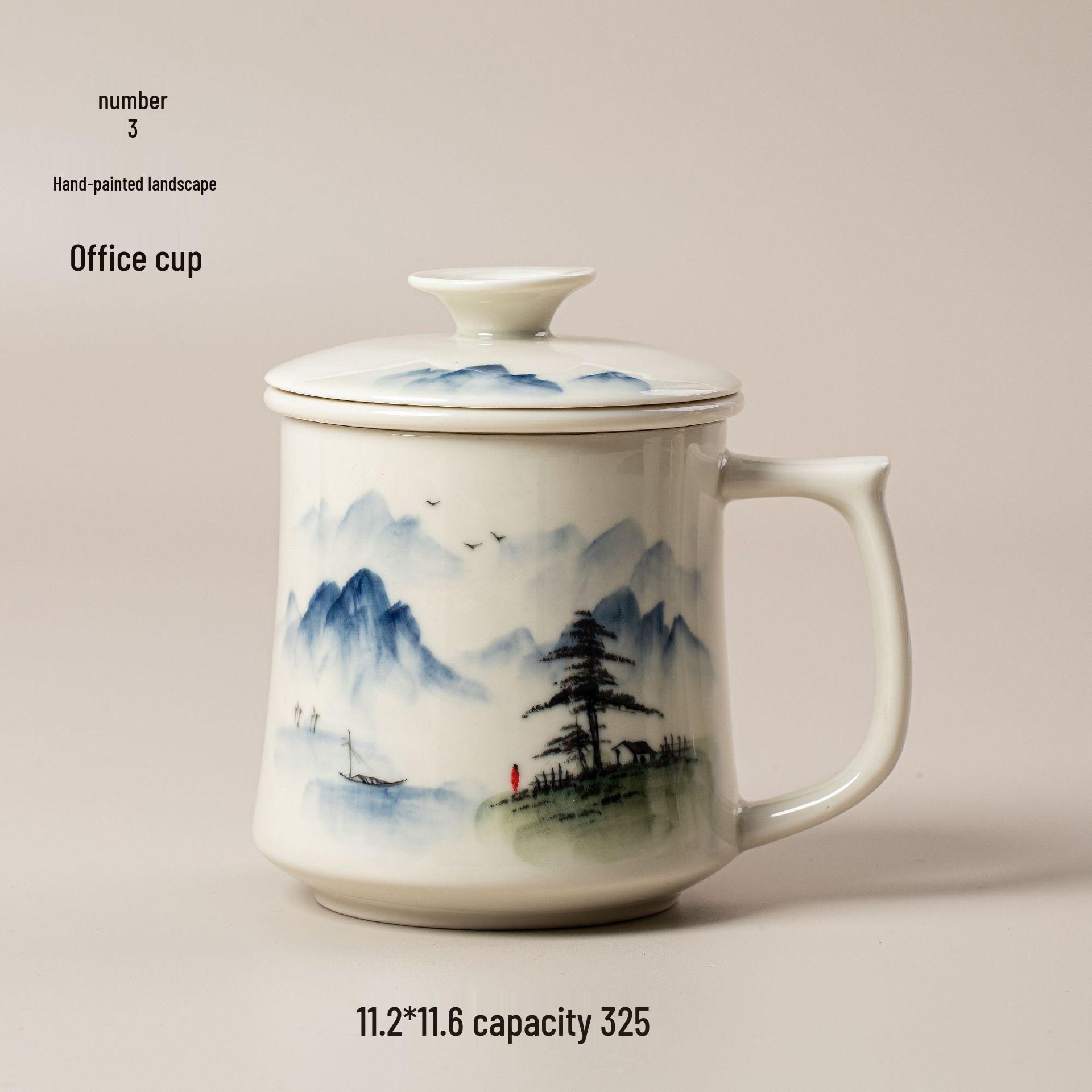 

Ретро Пейзажная Керамическая Чайная Чашка с Крышкой 301-400ml