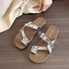High-value cool slippers women's summer outer wear 2025 new flat bottom low heel soft bottom going out beach one-word drag