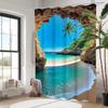 Beach  Bathing Curtain  Bathroom Letters Shower Curtain Waterproof With 12 Hooks Fishes Home Deco Free Ship