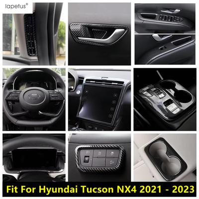 Armaturenbrett-Panel / Schalthebel-Becherhalter-Panel / Scheinwerfer-Abdeckung-Zierleiste für Hyundai Tucson NX4 - Kohlefaser-Zubehör
