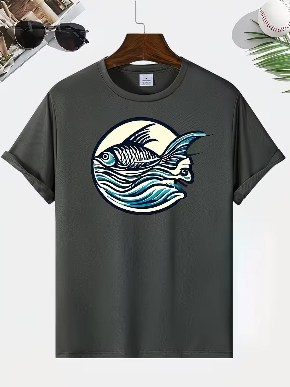 Men s Casual Animal Print T-Shirt - Soft Polyester XXXXL