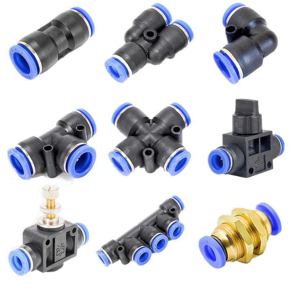 Pneumatic Fitting Pipe Connector Tube Air Quick Fittings Water Push In Hose Couping 4mm 6mm 8mm 10mm 12mm 14mm PU PY PK PE PV SA
