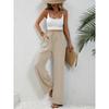 Women's Casual French Comfortable Straight Leg Wide Leg Pants with Pockets for Women