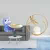 Modern Cat Resin Sculpture Tray with Crystal Ball Figurine Stand for Dining Table Cabinet Shelf