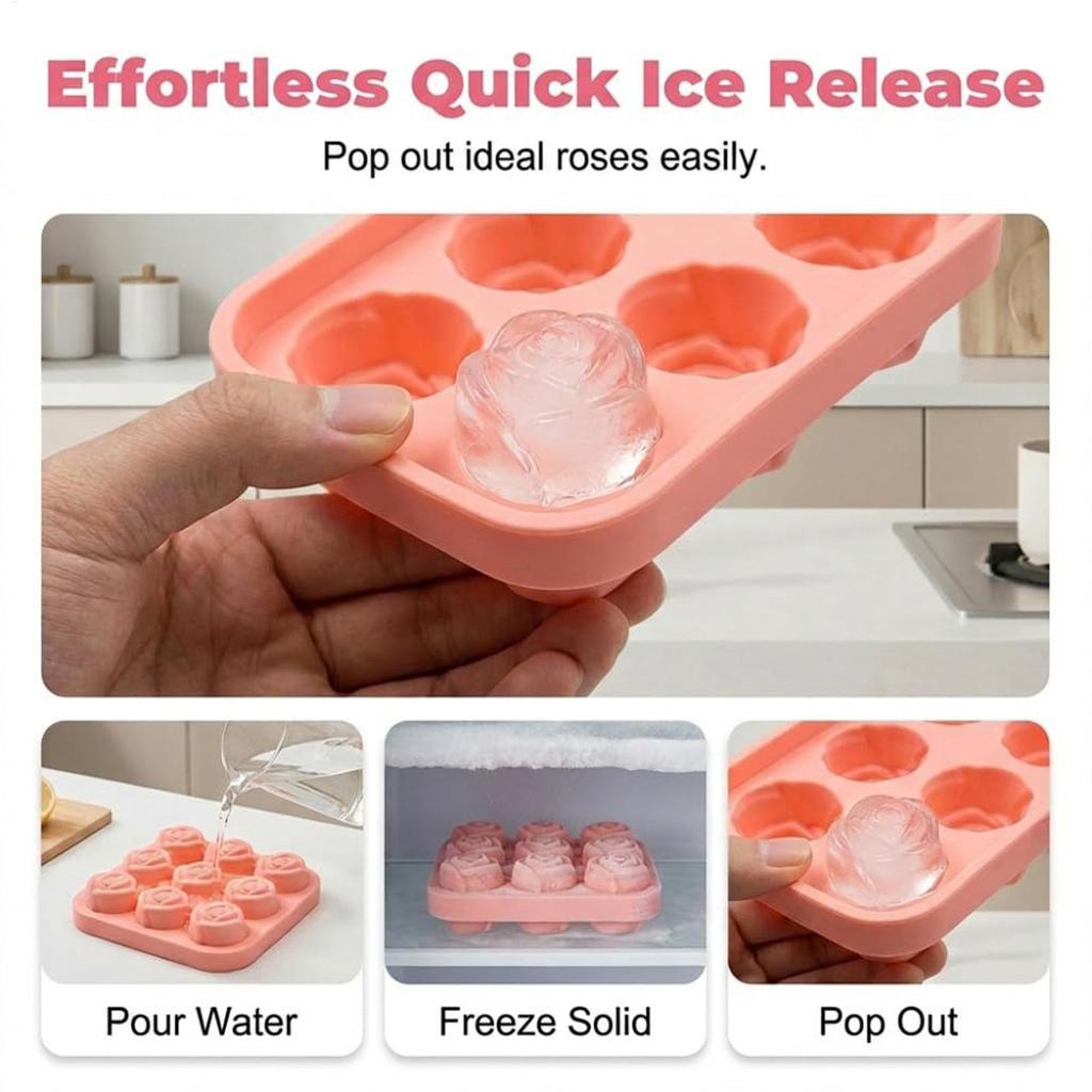 9 Holes Rose Flower Handmade Soap Candle Silicone Mold Heart Shape DIY Cake Chocolate Baking Tools Ice Cubes Making Mould