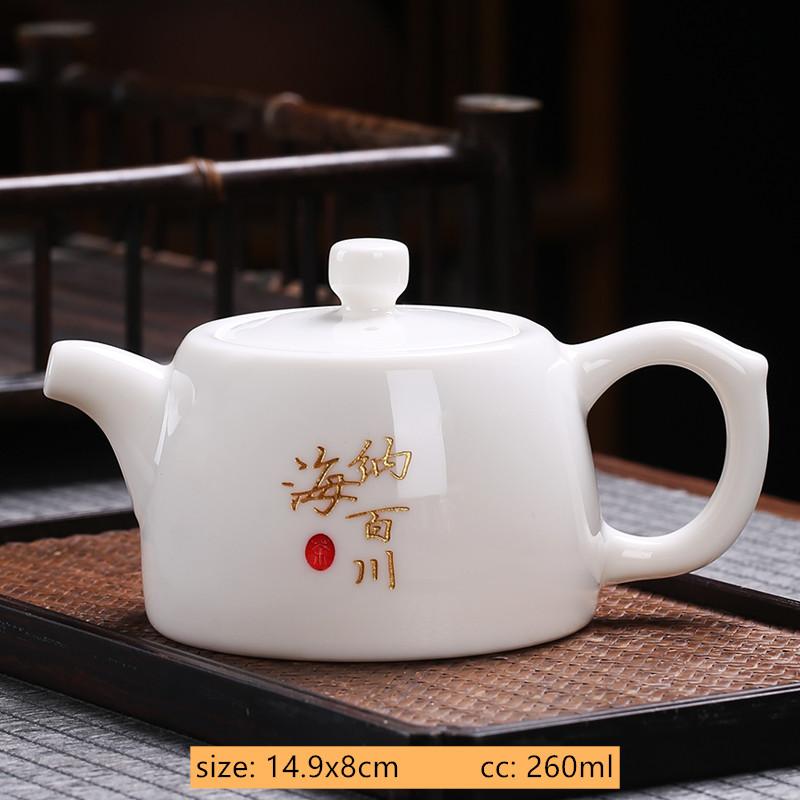 White Porcelain Teapot Custom Ceramic Tea Set Home Beauty Ball Hole Filter Tea Infuser Hand Tracing Gold Kettle Handmade Teaware