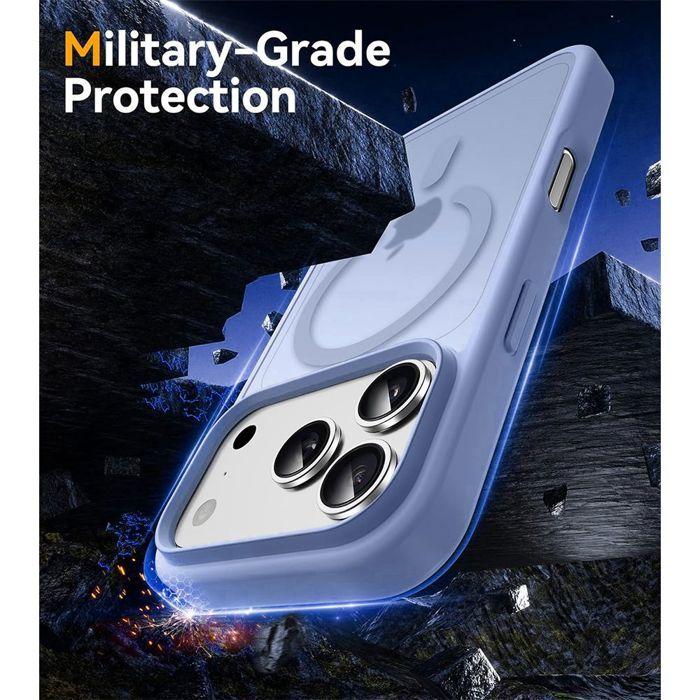 Coque pour iPhone 18 Pro, Protection Hybride Silicone PC Antichoc avec Cercle Magnétique Violet
