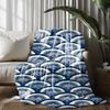 Blue Fan Pattern Microfiber Flannel Cover Blanket Bedroom Living Room Sofa Soft And Comfortable Home Decoration