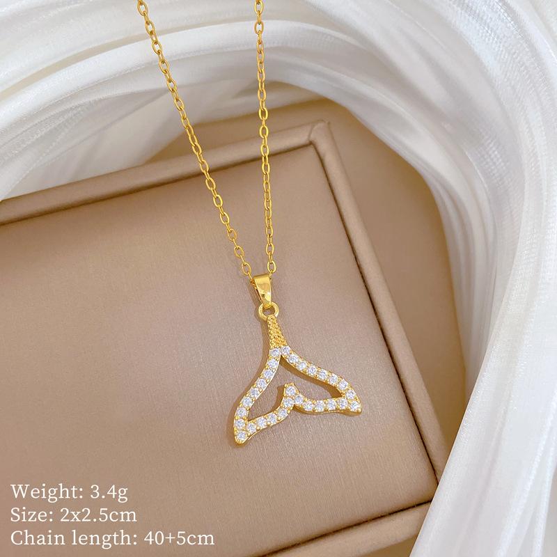 Kupfer-Mikro-Intarsien Leichter Luxus Mode Persönlichkeit Temperament Wunderschöne Voll-Diamant-Halskette Damen Vielseitige Schlüsselbein-Kette Titanstahl