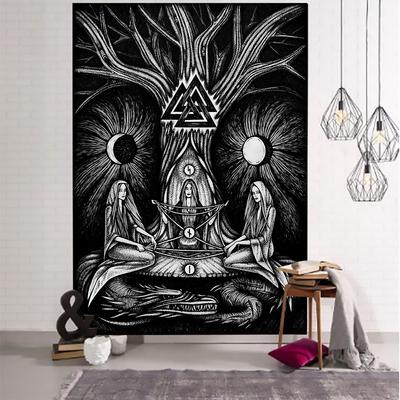 Vintage Room Decoration Tapestry Witchcraft Occult Symbol Black Eagle Moon Phases Wall Hanging Home Dormitory Bedroom Decor