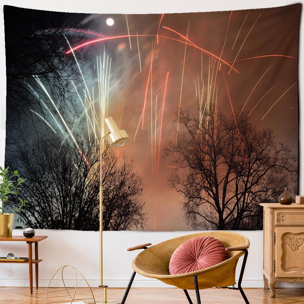 Christmas Cabin Tapestry Wall Hanging Bohemian Holiday Gifts Psychedelic Witchcraft Christmas Tree Living Room Home Decor