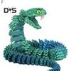 3D Printed Articulated Snake Flexible Snake Ornament with Teeth Desk Pet Stress-Relief Toy for Home Office Decor