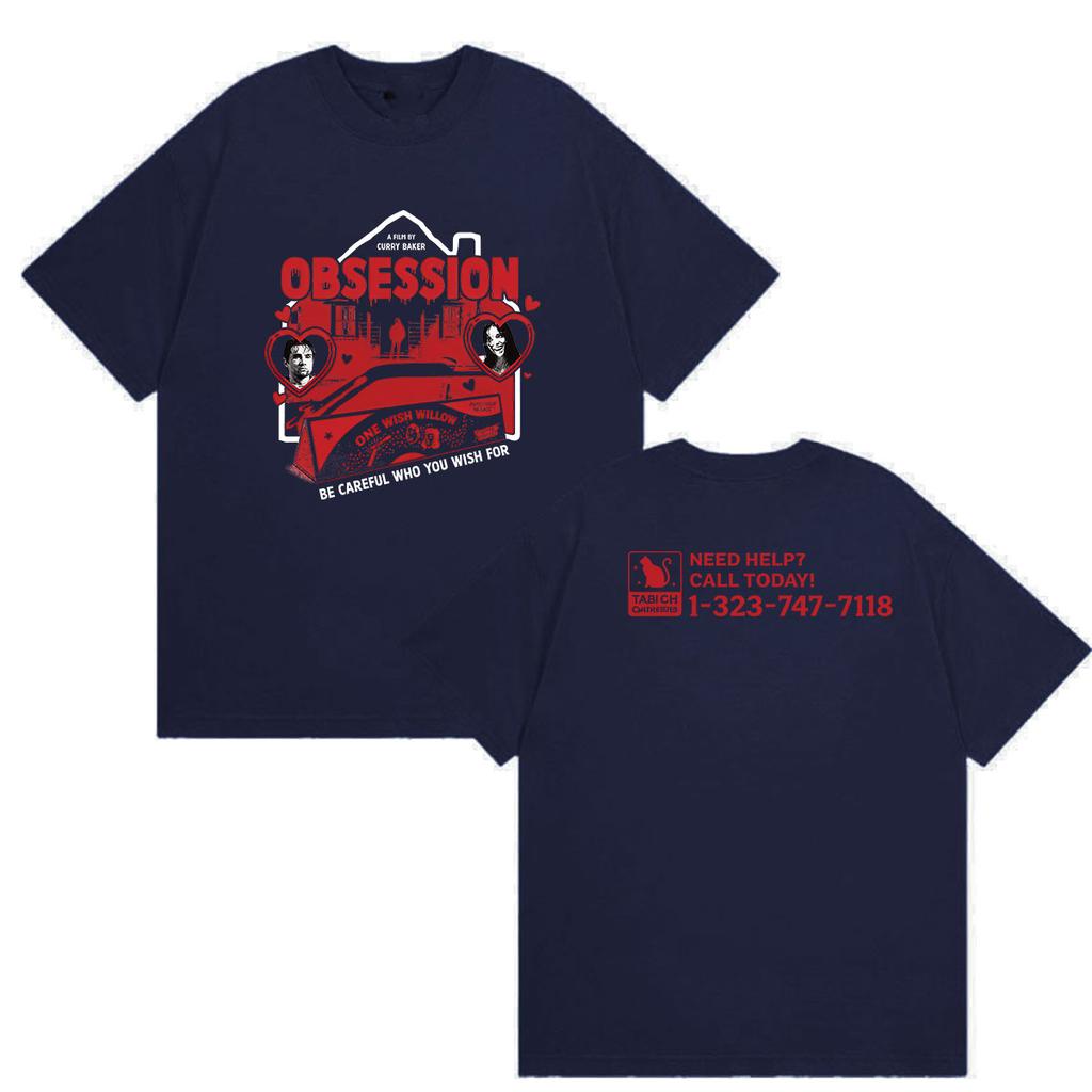 2026 Movie Obsession Be Careful What You Wish for Print T Shirt Men Women Horror Clothing Fashion Retro Oversized Cotton Tshirt