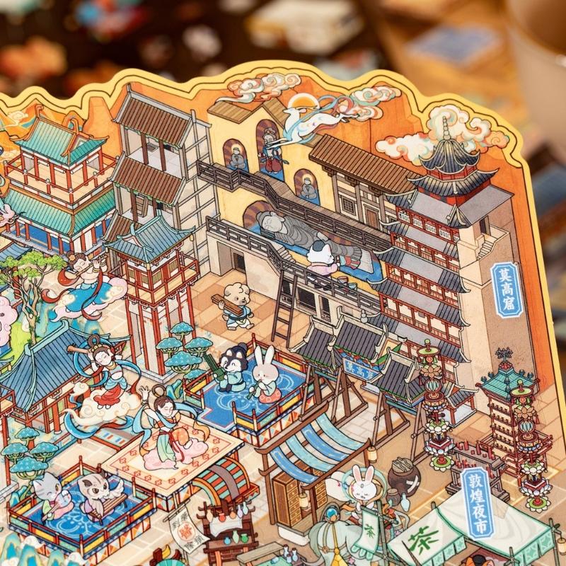 Retro Miniature Landscape Sticker Cultural Scenery PET Sticker For Journaling Notebook Photo Album Scrapbooking Supplies