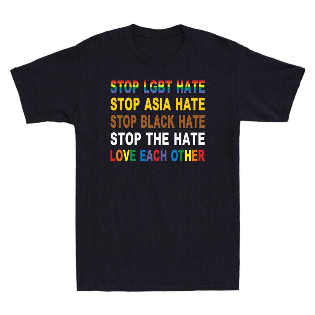 Stop Lgbt Asia Black The Hate Love Each Other Rainbow Pride Gift Men's T-Shirt