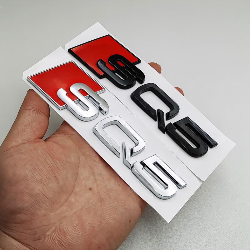 3D ABS Black Audi Logo SQ5 SQ3 SQ8 SQ7 Emblem Letters Sticker Car Rear Trunk Badge Decal For Audi SQ 3 5 7 8 Auto Accrssorie