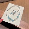 Handmade Natural Aquamarine Clear Quartz Choker Necklace Women Stylish Layering Jewelry