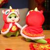 New Year Gift Cartoon Snake Wear Red Lion Awakening Clothes Plush Doll Cute Snake Toys for Friends Room Decor