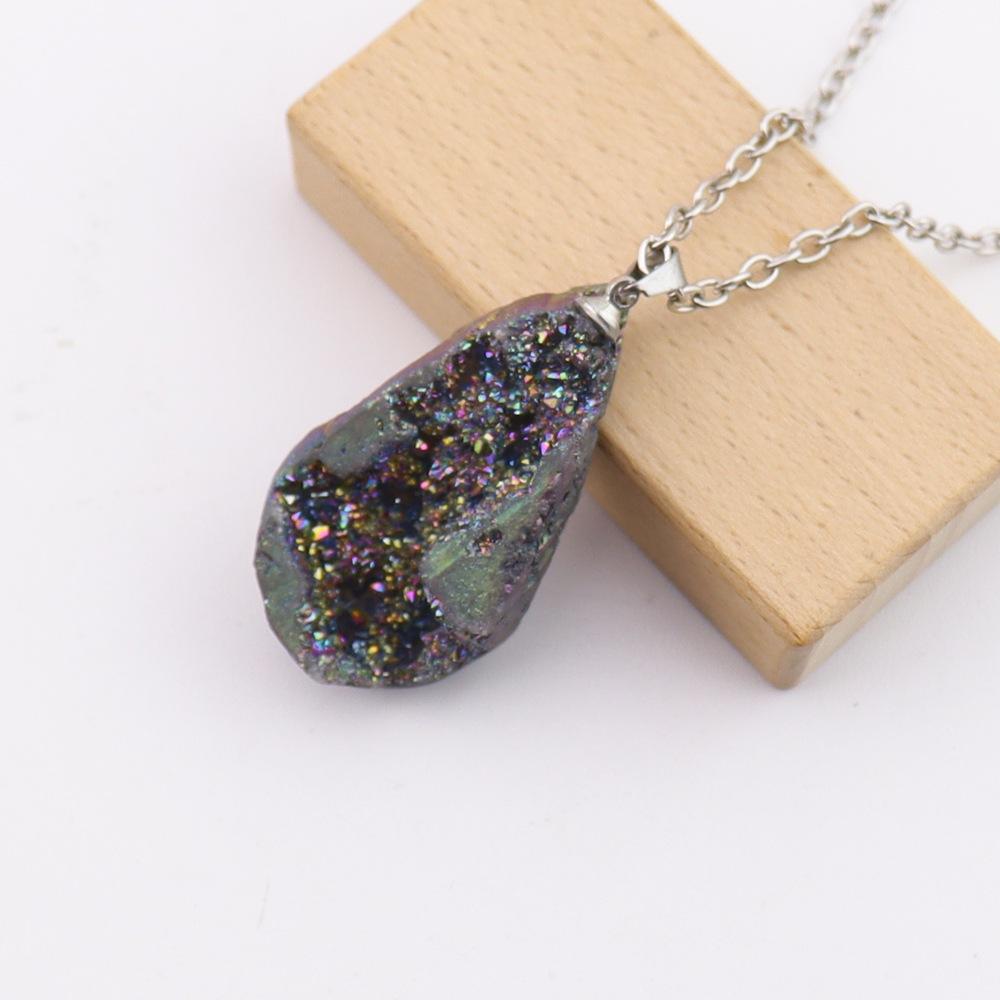 Natural Irregular Crystal Pendant, White Crystal Rough Stone Necklace Diy Jewelry Accessories Gravel Pendant Necklace N771