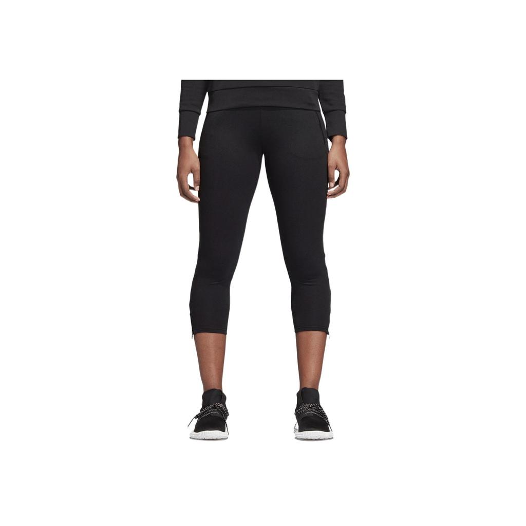 Adidas Solid Color Side Zipper Cropped Sports Pants Women Bottoms Black DM4459