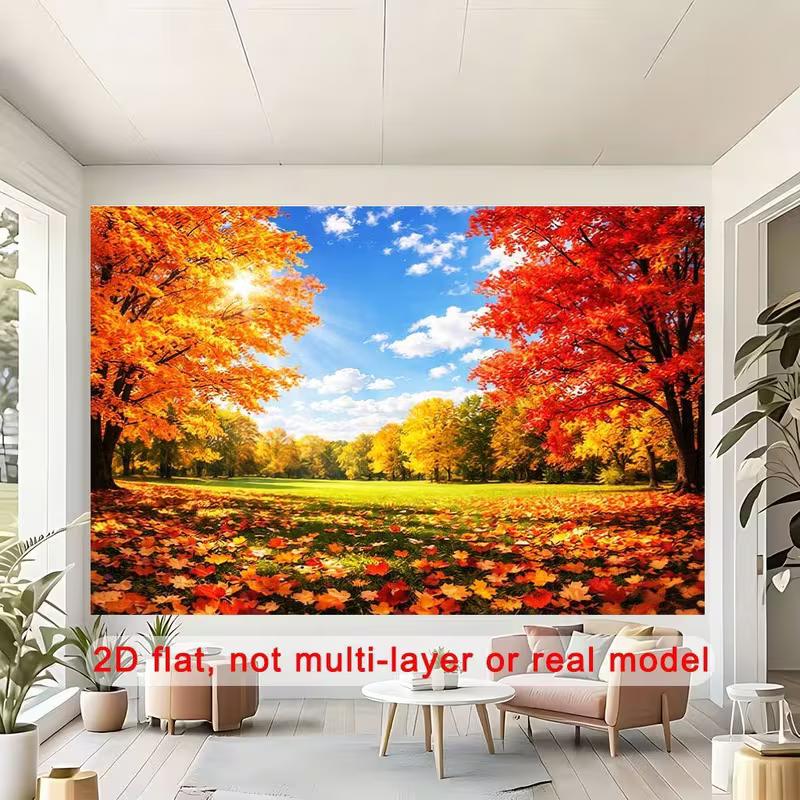 2D Bright Autumn Maple Park Photography Background