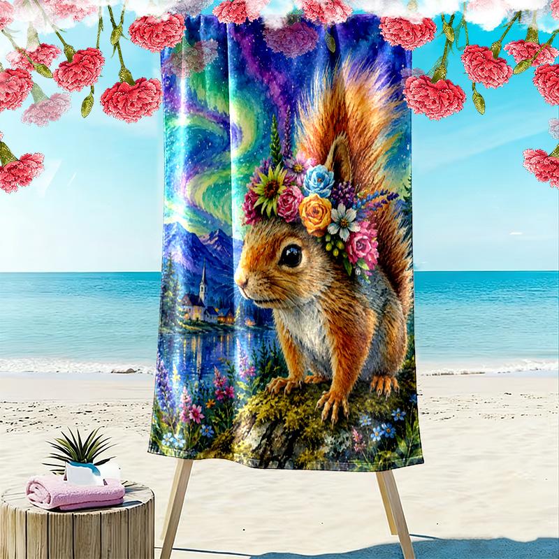 Animal Painting Print Beach Towel, Large Soft Quick Dry Towel for Beach Camping Swimming