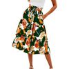 Women's Fashion  Pleated Floral Print Elastic Waist Loose Lace Skirt