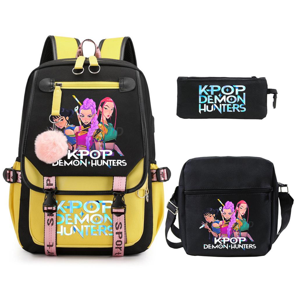 Hot Sale Witch Hunter KPop Peripheral Printing Student School Bag Shoulder Bag Casual Pencil Bag Three-piece Set