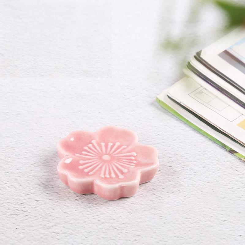 Cherry Blossom Ceramic Chopstick Rest Creative Flower Tableware Holder Ideal Gift for Housewarming Cooking Lovers