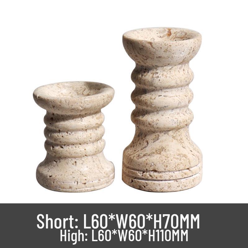 Nordic Faux Travertine Bamboo Ring Candlestick in Wabi-sabi Style for Home, Restaurant, or Hotel Decor