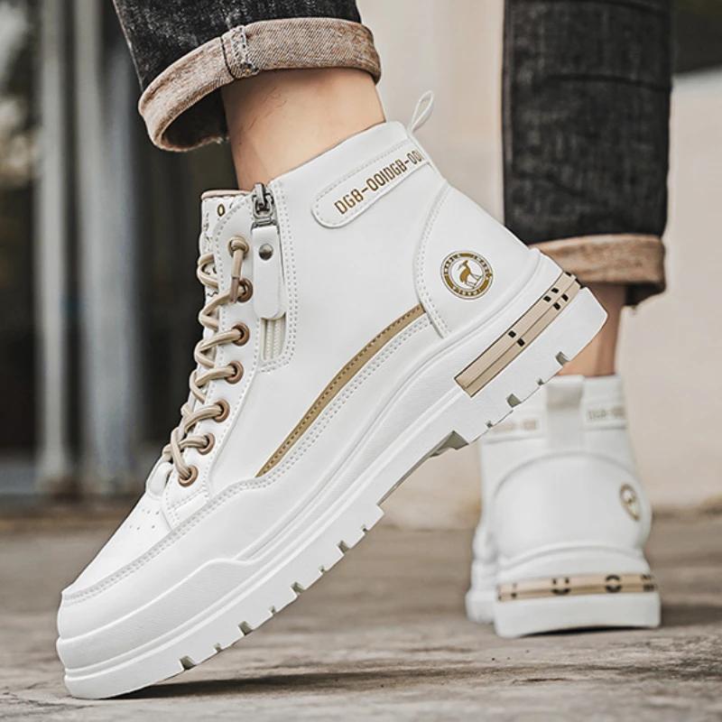 Boots for Men Luxury High Top Men Sneakers Fashion Comfort Ankle Boots Outdoor Platform Men Motorcycle Boots Botas Para Hombre