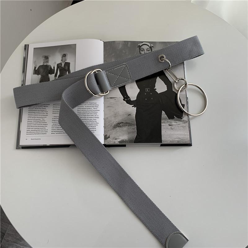 

Ремень из холста с пряжкой из двух колец Hong Kong Fengchao, женский ремень для комбинезона, унисекс, подвесной ремень 120cm серый