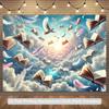 2D Fantasy Sky with Flying Books, Dove & Feathers Decoration Backdrop