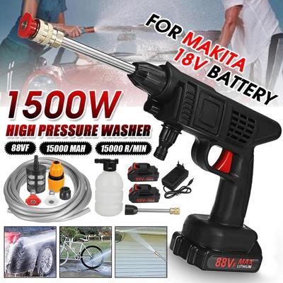 60 Bar Cordless High Pressure Washer Rechargeable Car Wash Guns Electric Water Guns Foam Machine for 18V Battery 1500W