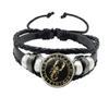 Bracciale Costellazione 1/12 Scorpione Sagittario Capricorno Acquario Corda Nera Bottone in Pelle Gioielli Zodiacali Regalo