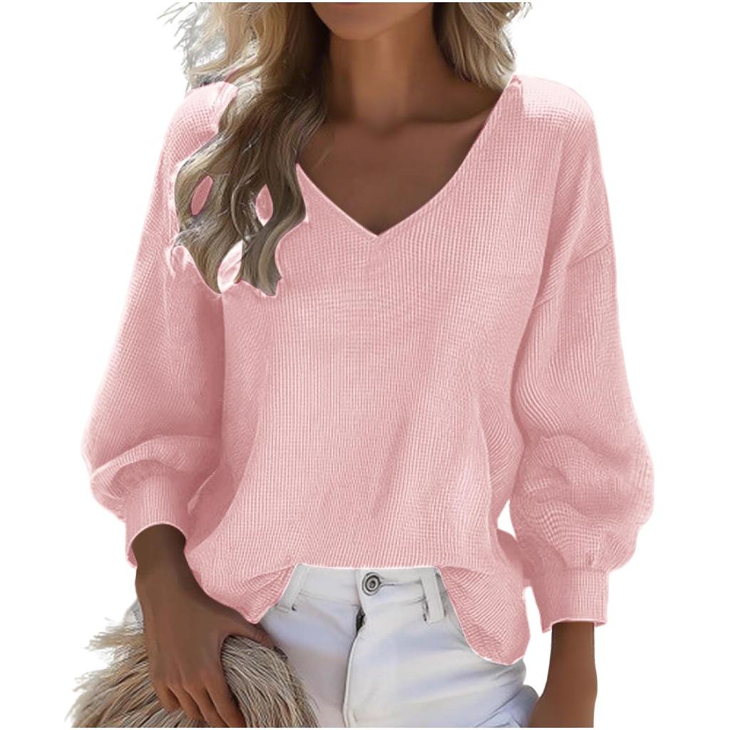 Women's Casual Fashion Long-sleeved V-neck Drawstring Sweatshirt