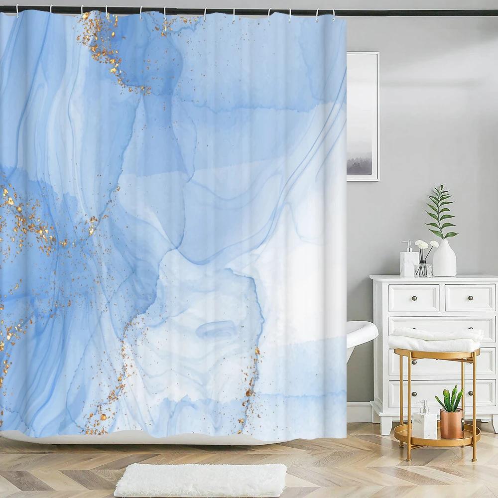 Nordic Style Abstract Art Line Shower Curtains Waterproof Polyester Bath Curtain Morandi Color Block for Bathroom Curtains Decor