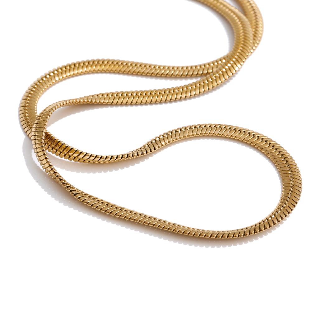 Yhpup Quality Minimalist Metal Snake Chain Necklace Bracelet Waterproof Stainless Steel Versatile Daily Women Men Unisex Jewelry
