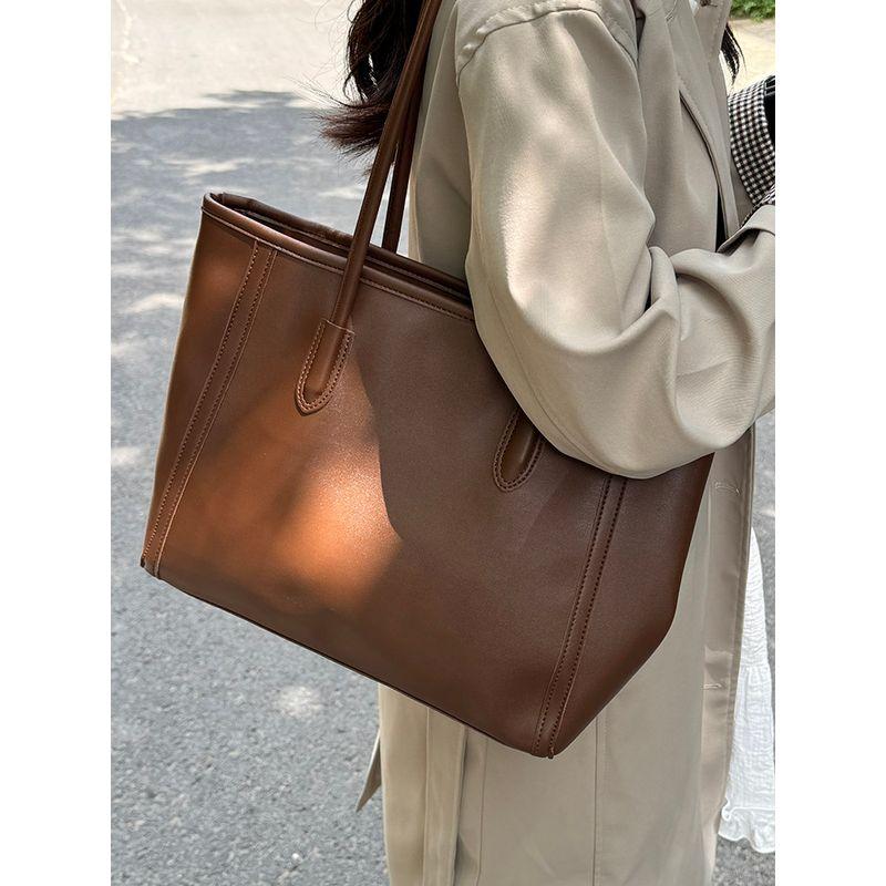 

Retro Fall and Winter K-style Fashion All-Match Work Tote Bag Brown Curry