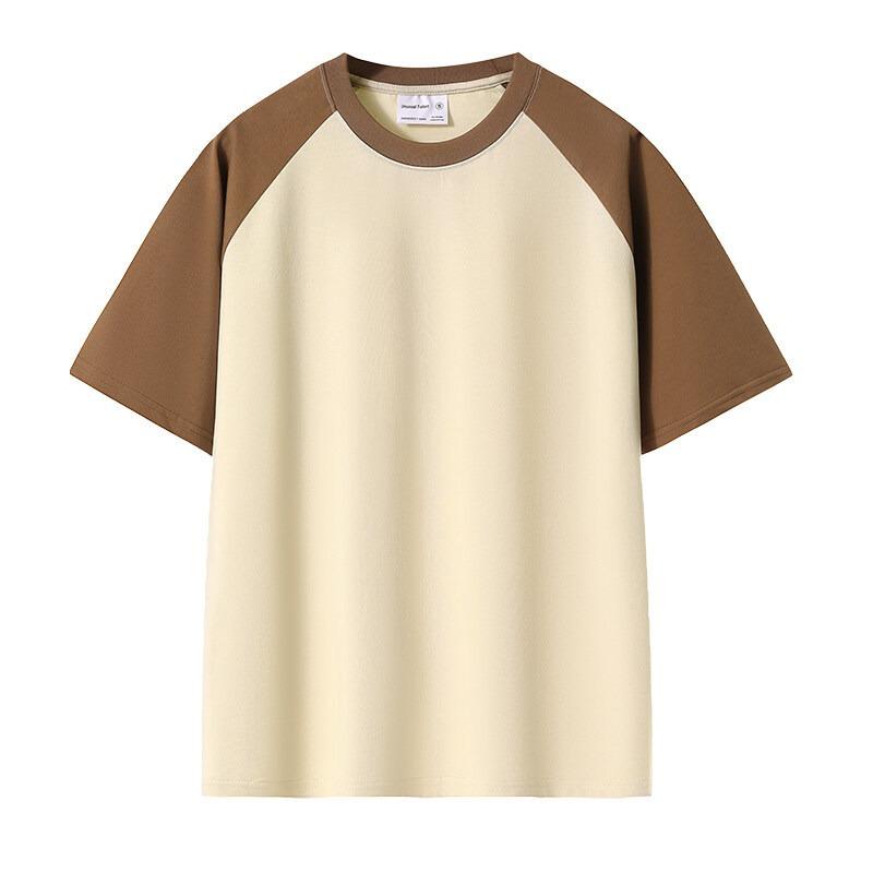 Men Casual Loose Crew Neck Striped Color Block Short Sleeve Daily T Shirt