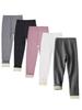 Girls' Thick Fleece-Lined Cotton Leggings - Warm Solid Color Winter Pants