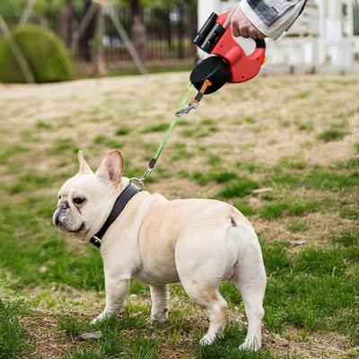 Dual Retractable Dog Leash Double Headed 16ft Extendable Lead with Poop Bag Dispenser And LED Light for 2 Small Dogs Up To 5kg