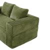 Boneless Deep Seat 2-Seater, No Assembly Foam Floor Couch, Plush Corduroy Fabric, Living Room Sofa for Small Space Apartment, Bedroom, Office (green)