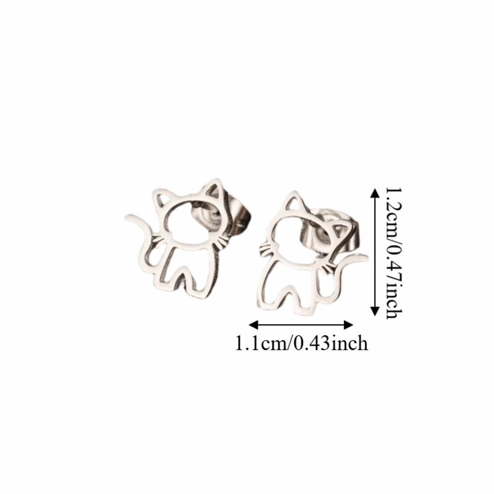 Punk Style Cartoon Hollow Out Ear Studs Cute Design Small Jewelry Minimalist Cat Earrings  Unisex