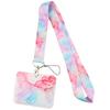 Marble Pattern Horizontal Creative Lanyard Card Holder Student Hanging Neck Phone Lanyard Badge Card Holder Accessories