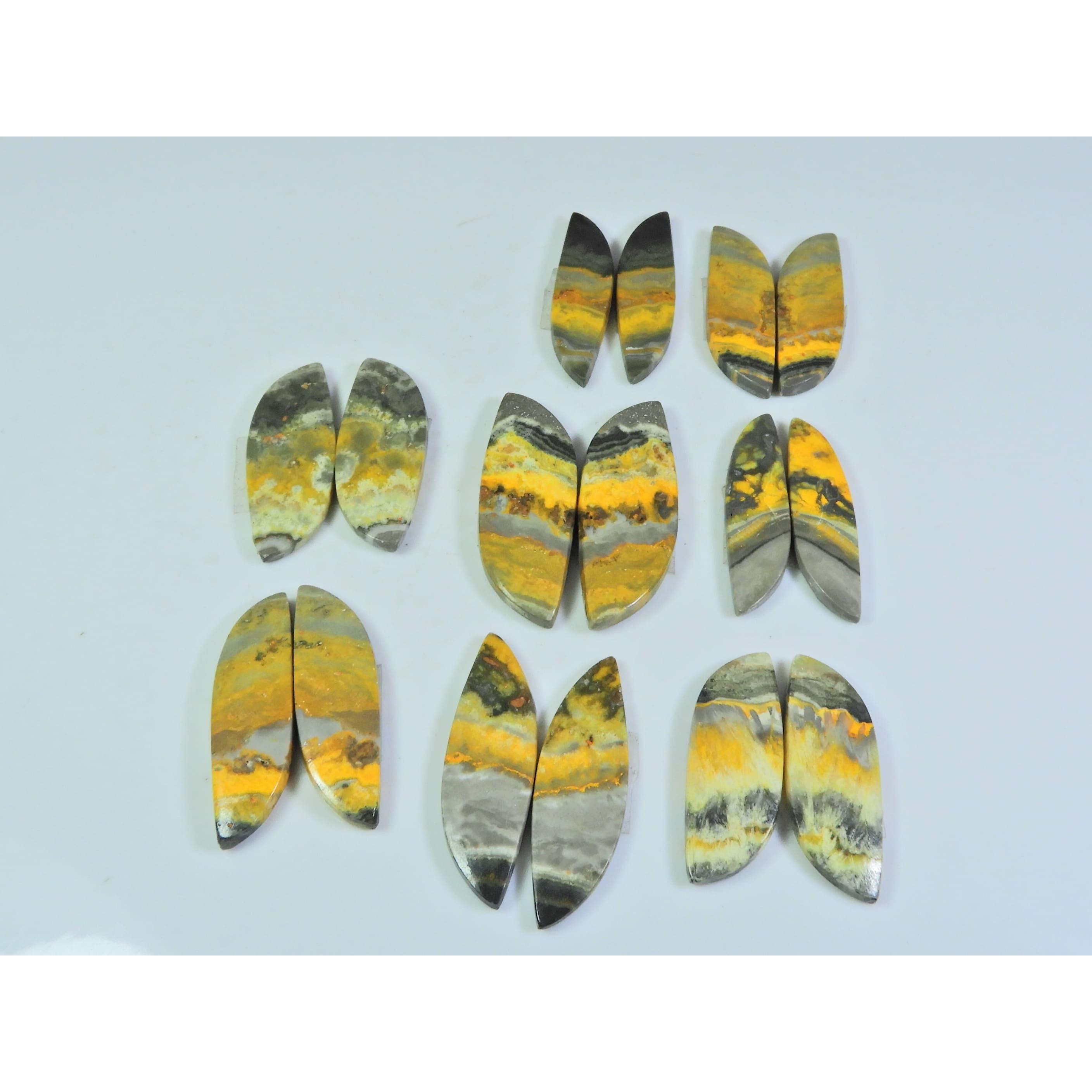 

164Cts. Natural Bumble Bee Jasper Pair Fancy Cabochon Gemstone 08Pair Lot C-129