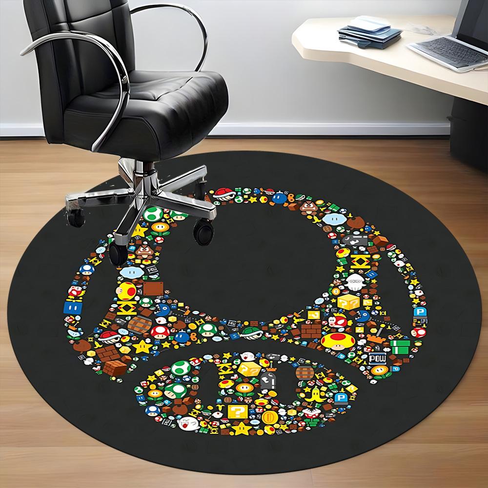 1pc Mario Office Round Area Rug,  Under Office Chairs Bedroom Living Room Home Decor a0926061
